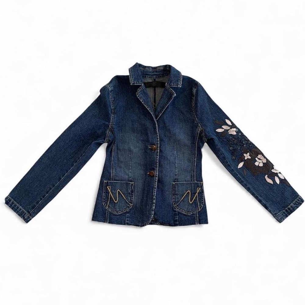 Y2K Jean Jacket‎ Embroidered Embellished by Votre Nam size 4
